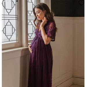 Pinkblush Maternity Plum Lace Overlay Dress